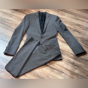 ASOS Mens 2 Piece Suit Skinny Fitted Tweed Grey  34R 30R XS Super Skinny